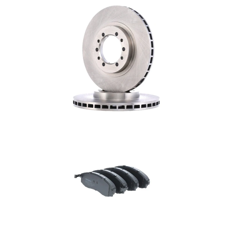Image of RIDEX 3405B2990 Brake disc and pads set Front Axle, Brake Disc Type: internally vented, with acoustic wear warning Brake Set,disc brakes (3405)