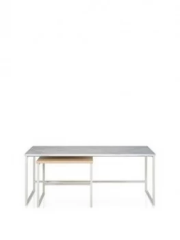 image of Cosmoliving Scarlett Nesting Coffee And Lamp Tables- White Marble Effect