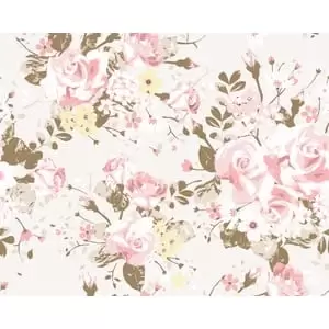 Image of Origin Murals Vintage Rose Pattern Pink Wall Mural - 3.5 x 2.8m
