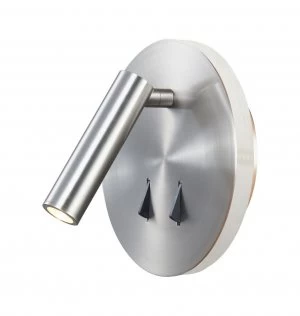 Image of Wall + Reading Light, 6W + 3W LED, 3000K, 620lm Total, Individually Switched, Satin Nickel