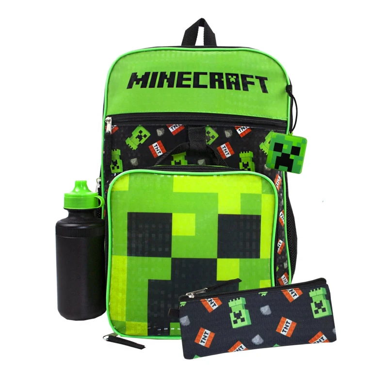 Image of Minecraft 5 Piece Backpack Set Black