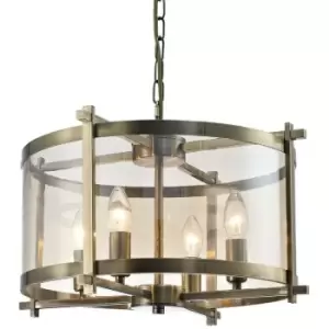 Image of Pendant lamp Nolan Antique brass 4 bulbs 48cm