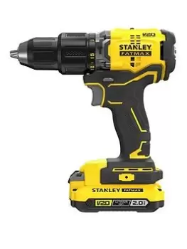 image of Stanley Fatmax V20 18V Brushless Combi Hammer Drill In A Kitbox - 2X2.0Ah, 2A Charger