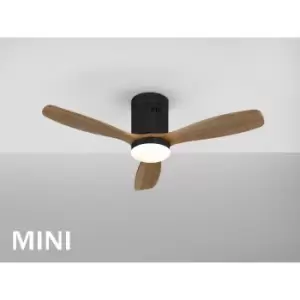 image of Siroco Mini 6 Speed Ultra Quiet Ceiling Fan Black, Walnut 3000-5000K, Remote Control, Timer & Reversible Functions