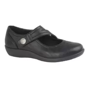 Image of Boulevard Womens/Ladies X Wide EE Fit Touch Fastening Bar Shoe (9 UK) (Black)