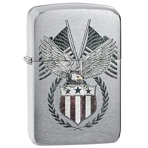 image of Zippo 1941 Replica American Flag Brushed Chrome Lighter