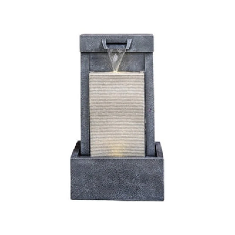 Image of Ivyline Outdoor Contemporary Cube Water Feature - Cement - L47 X W37 X H83cm - Black