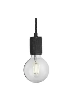 image of Knurled Edison Pendant Light, 1 Wire, Black