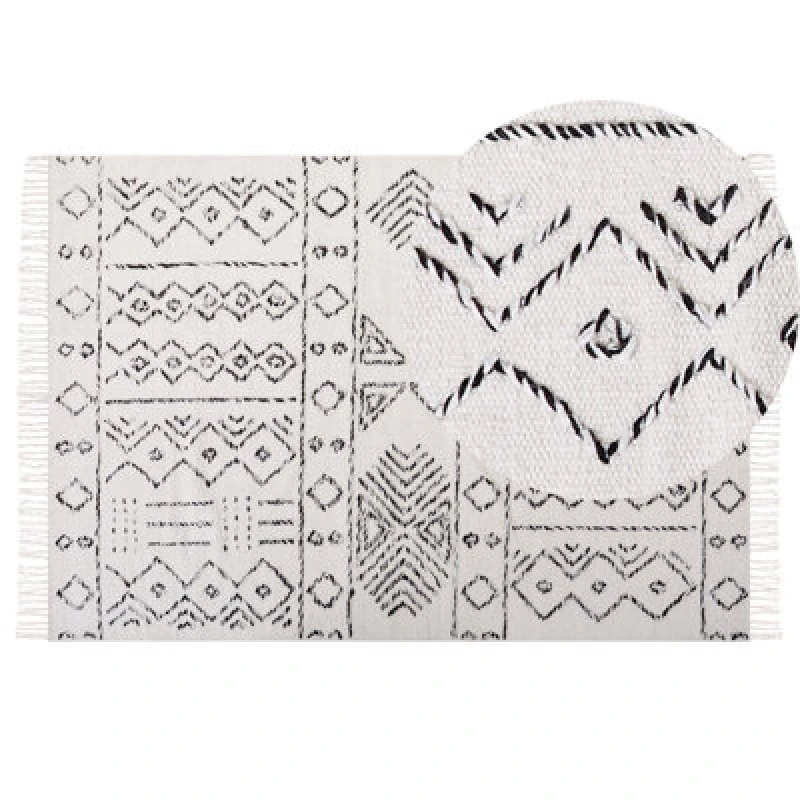 Image of Beliani Rug Alkent White 140 X 200 Cm Wool