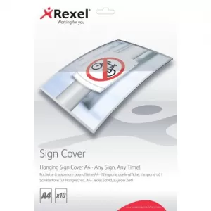 image of Rexel 2104249 Signmaker Self Adhesive Sign Covers A4 Pack of 10