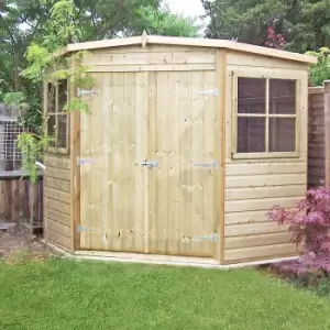 image of Shire Pressure Treated Corner Shed - 7ft x 7ft