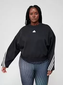 Image of adidas Sportswear Future Icons Sports Pullover Sweatshirt (Plus Size) - Black, Size 1X, Women