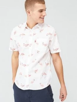 Image of Levis Flamingo Print Short Sleeve T-Shirt - White