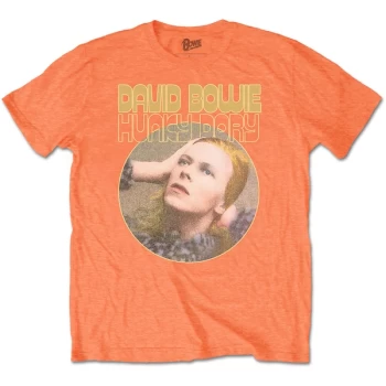 image of David Bowie - Hunky Dory Portrait Unisex Large T-Shirt - Orange