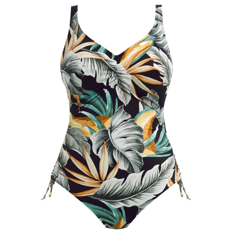Image of Fantasie Bamboo Grove Underwired Adjustable Leg Swimsuit Jet female 34DD