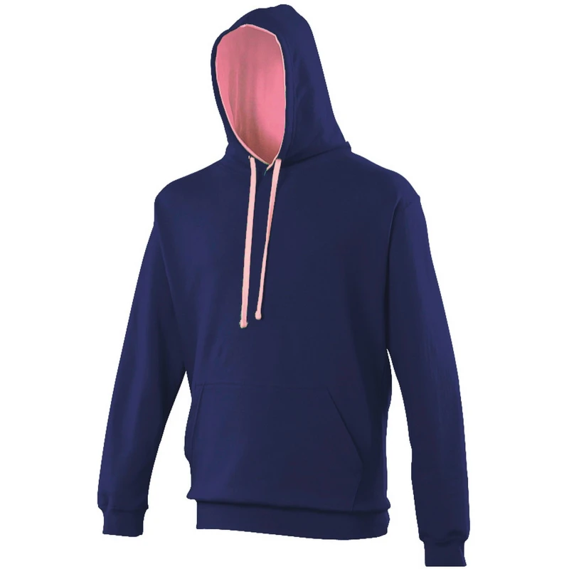 Image of AWDis AWDis Men Varsity Hooded Sweatshirt Hoodie in Mid Navy Size: Small Mid Navy S Male 5055805497437