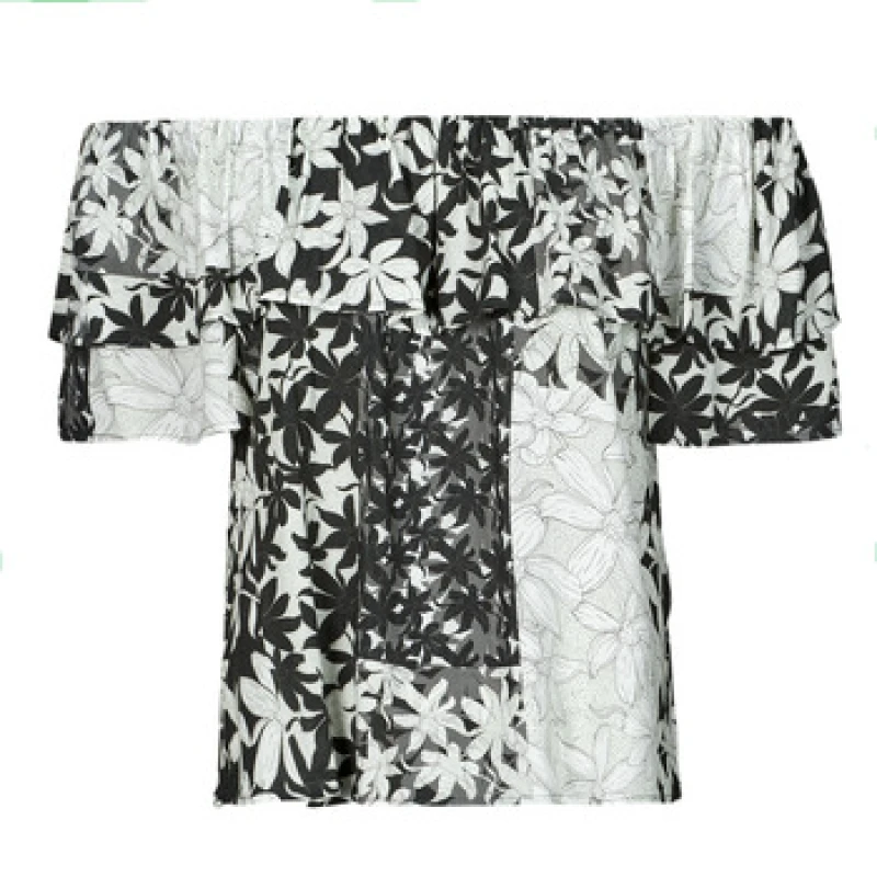 Image of Desigual Patterned Short Sleeve T-Shirt with Boat Neck and Logo Detail Green female