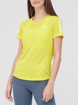 Image of adidas Own The Run T-Shirt - Yellow , Yellow, Size L, Women