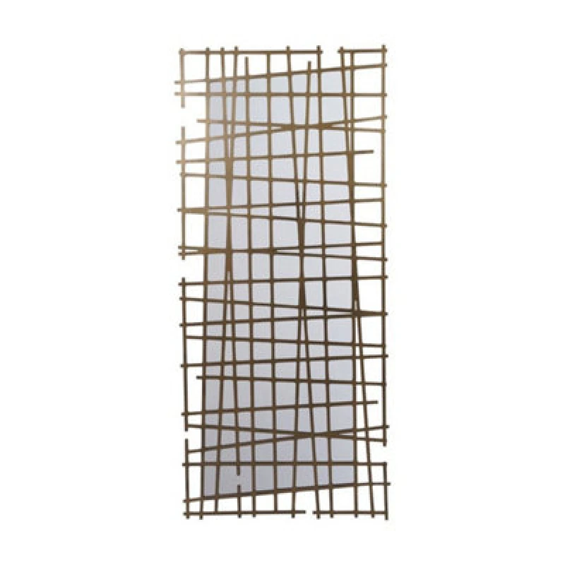 Image of Buttercup Farm Lattice Wall Decor Mirror Brass Finish - Glass/iron - L3 X W62 X H140 Cm - Dark Gold Iron Coated Clear Mirror