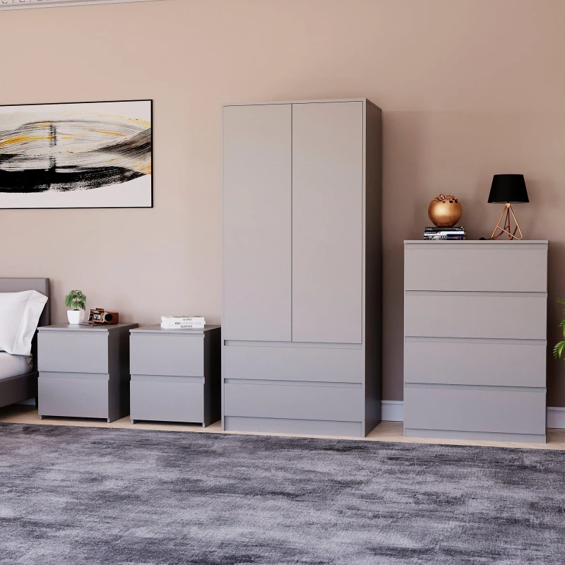 Image of Lassic Vida Designs 4 Piece Denver Bedroom Set 2 Grey unisex One Size