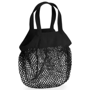 image of Westford Mill Mini Mesh Organic Cotton Grocery Bag (One Size) (Black)