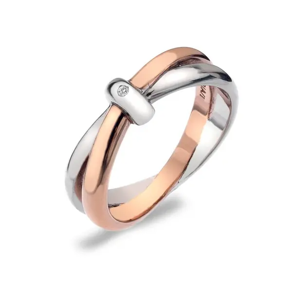 Image of Hot Diamonds 18ct Rose Gold Vermeil Ring DR112 Size L Size: Size L