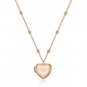 image of Radley Ladies Rose Gold Plated Heart Locket Pendant Necklace