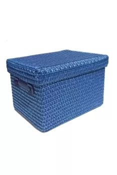 image of Coloured Polyester Storage Basket Organiser With Lid 38 x 30 x 24 cm