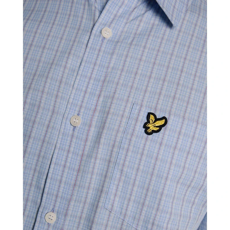 Image of Lyle and Scott Lyle Check SS Shirt Sn63 Chalk Blue W444 male S