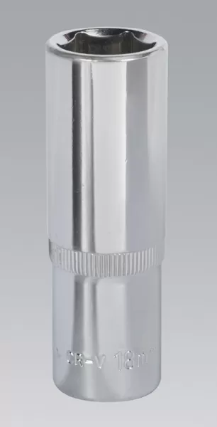 Image of Genuine SEALEY SP1218D WallDrive® Socket 18mm Deep 1/2Sq Drive Fully Polished
