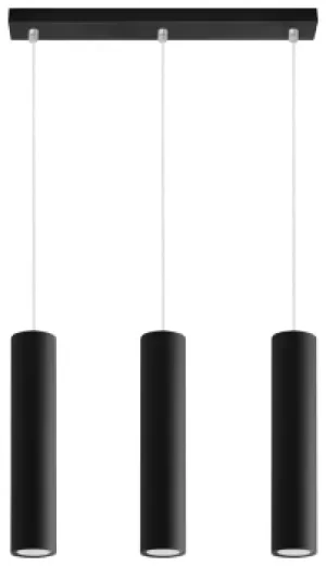 image of 3 Light Staight Bar Drop Pendant Black, GU10