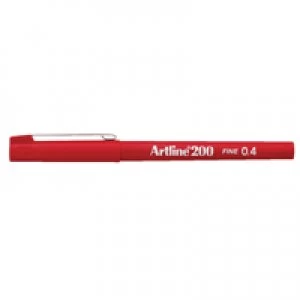 image of Artline 200 Red Fineliner Pen Pack of 12