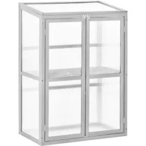 Image of Wood Cold Frame Greenhouse Outdoor Indoor pc Board 76 x 47 x 110cm Grey - Outsunny