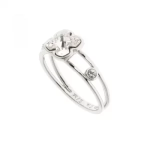 Image of Ladies Karen Millen Silver Plated Art Glass Flower Ring Size SM