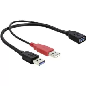 image of Delock USB cable USB 3.2 1st Gen (USB 3.0 / USB 3.1 1st Gen) USB-A plug, USB-A socket 0.30 m Black gold plated connectors, UL-approved 83176