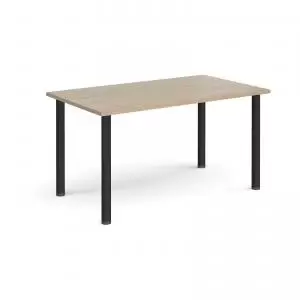 image of Rectangular Black radial leg meeting table 1400mm x 800mm - barcelona