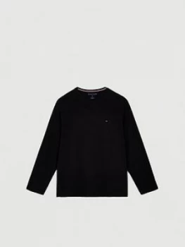 Image of Tommy Hilfiger Stretch Slim Fit Long Sleeve T-Shirt - Black, Size 5XL, Men