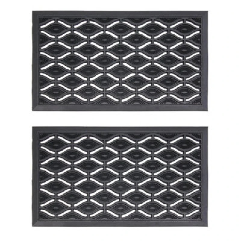 Image of JVL JVL Elipses Eyes Rubber Doormat 40x70cm 2 pack Black