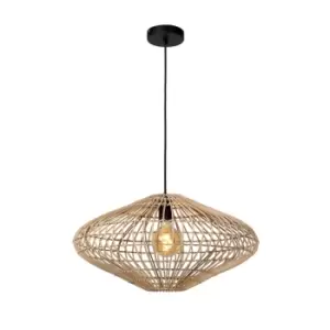 image of Magali Scandinavian Rattan Pendant Light - Ø56cm - 1xE27 - Light Wood