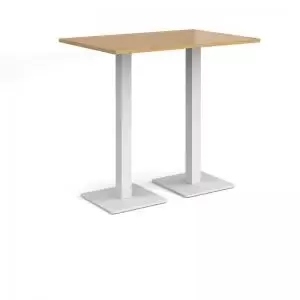 Image of Brescia rectangular poseur table with flat square white bases 1200mm x