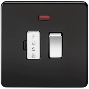 Image of KnightsBridge 13A Screwless Matt Black Switched Fused Spur Connector Unit with Neon
