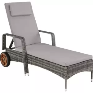 Tectake - Sun lounger Caroline rattan aluminium - reclining sun lounger, garden lounge chair, sun chair