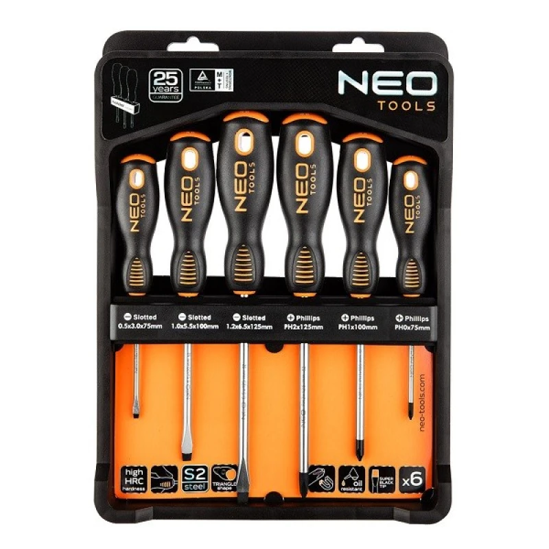 Image of NEO TOOLS 04-213 Bolt Extractor Set Number of tools: 6, Spanner Size: PH0 x 75mm Tool Steel Bolt Extractor Set (6821)