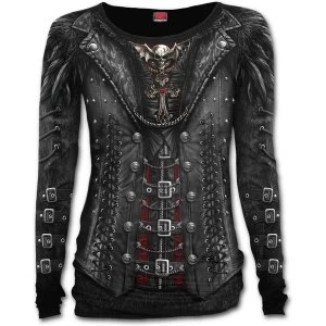 Image of Gothess Wrap Allover Baggy Womens Medium Long Sleeve Top - Black
