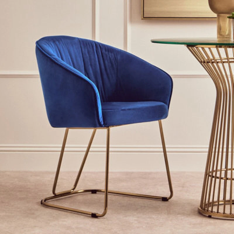 Image of Orsina Elegant Midnight Velvet Dining Chair, Comfortable Chair For Dining Table, Modern Design Outdoor Dining Chair