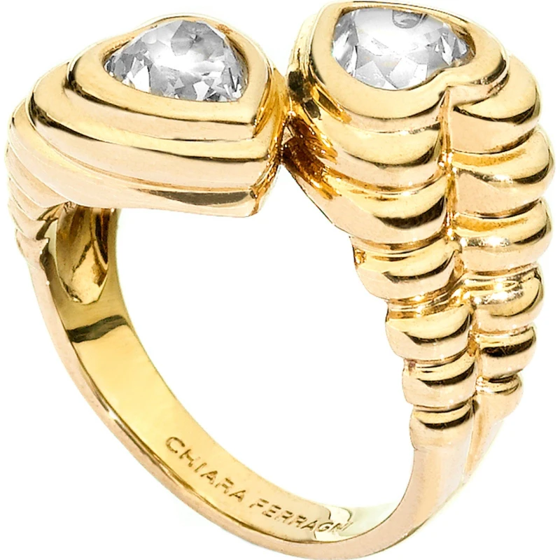 Image of Chiara Ferragni Womens Bold High-Shine Band Ring Yellow Gold female 12