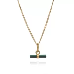 image of Rachel Jackson London Gold Plated Malachite Mini T-Bar Necklace