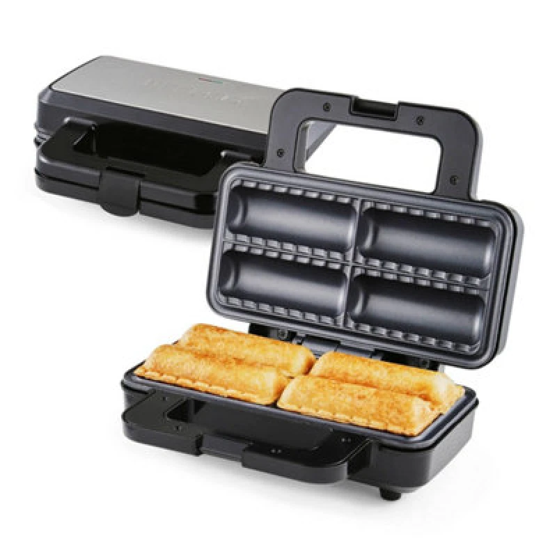 Image of Geepas Sausage Roll Maker Makes 4 Rolls Non-Stick Plates Over Heat Protection Black