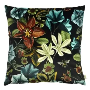 Image of Evans Lichfield Midnight Garden Aquilegia Cushion Cover (43cm x 43cm) (Teal)