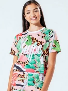 image of Hype Cherry Jaguar Crop Short Sleeve T-Shirt - Leopard